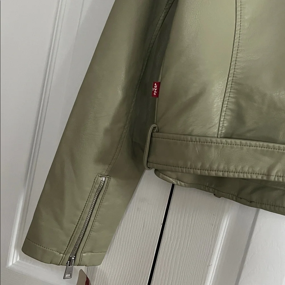 NWT Levi’s Faux Leather Belted Moto Jacket - Sage Green Size S